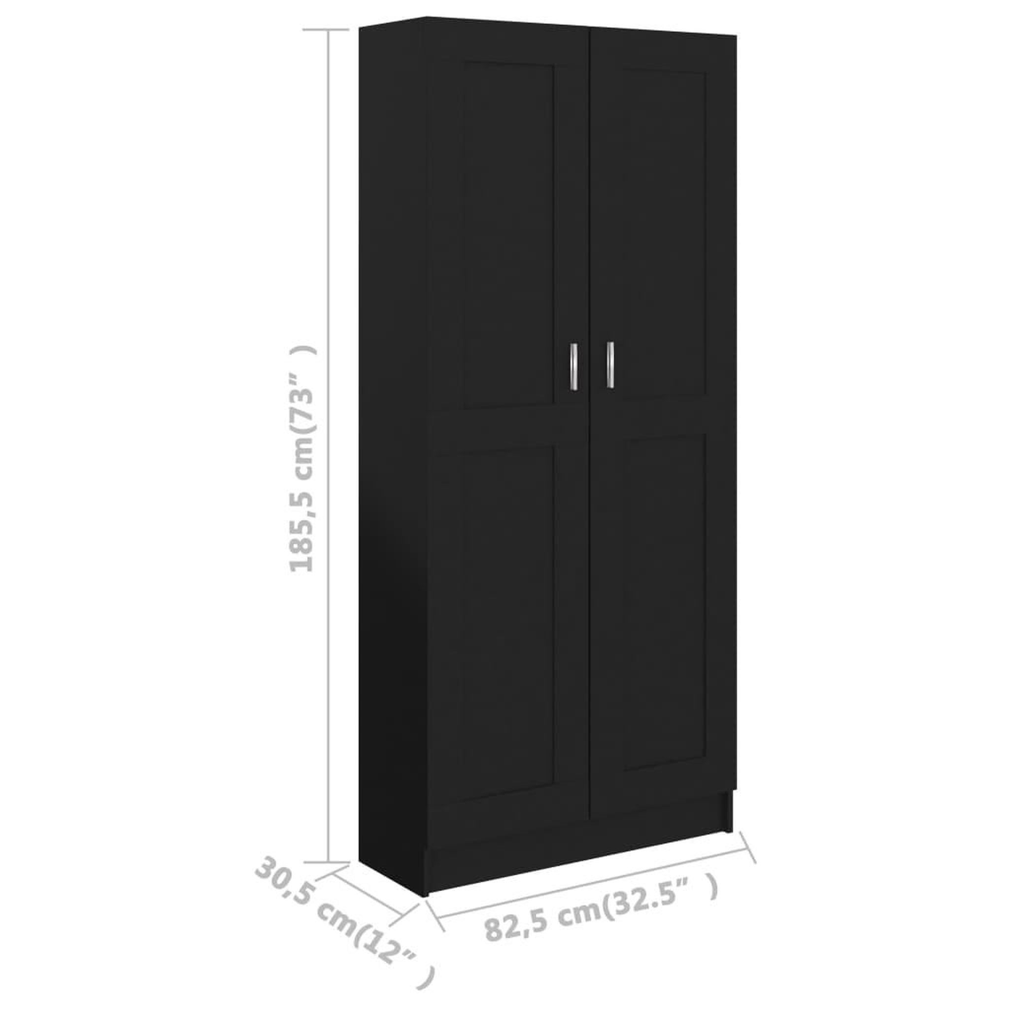 Voir la diapositive 6 : VIDAXL Bibliotheque Noir 82,5x30,5x185,5 cm Bois d'ingenierie