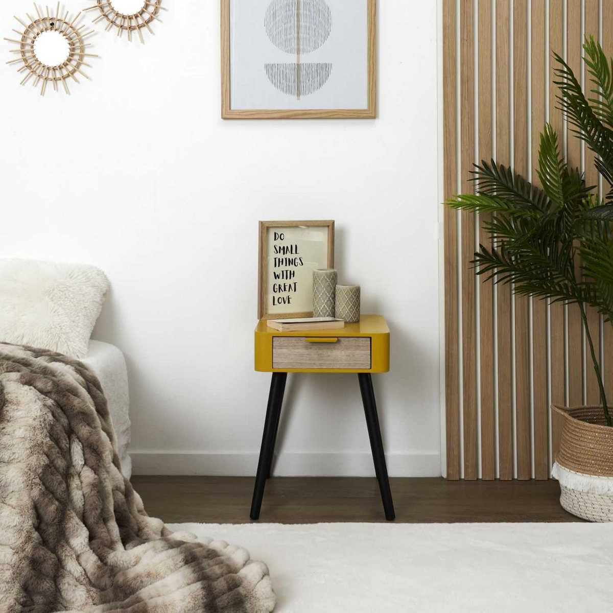 TOILINUX Table de chevet 1 tiroir en MDF