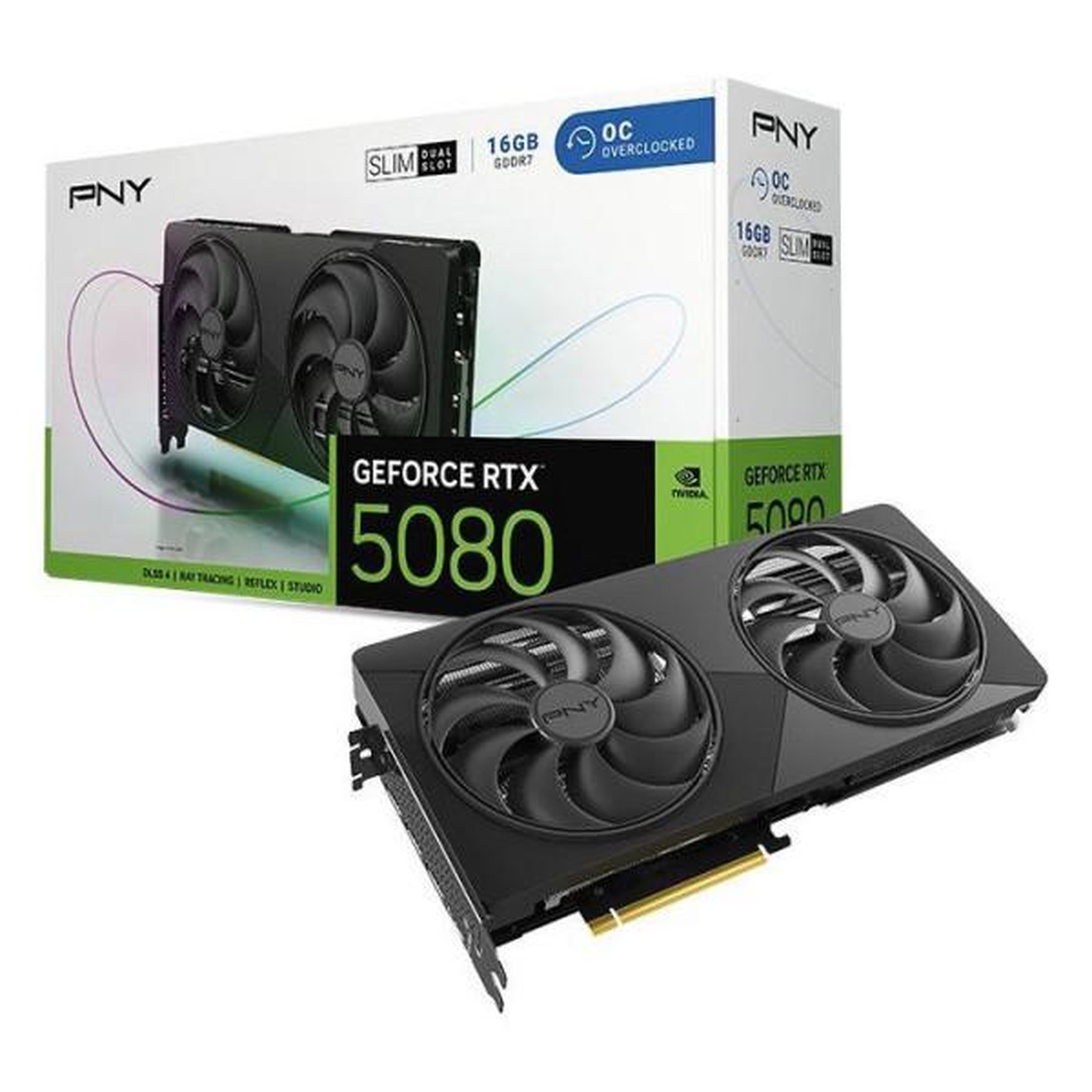PNY PNY - Carte graphique - NVIDIA Blackwell - GeForce RTX 5080 SLIM OC Dual Fan - 16 Go
