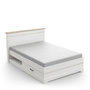 Voir la diapositive 4 : Demeyere Lit adulte COTTAGE 140x190/200 cm - Mélamine blanc et décor chene Kronberg - 2 Tiroirs- L 153,40 x P 214,70 x H 102,20 cm -