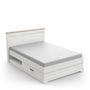 Voir la diapositive 4 : Demeyere Lit adulte COTTAGE 140x190/200 cm - Mélamine blanc et décor chene Kronberg - 2 Tiroirs- L 153,40 x P 214,70 x H 102,20 cm -