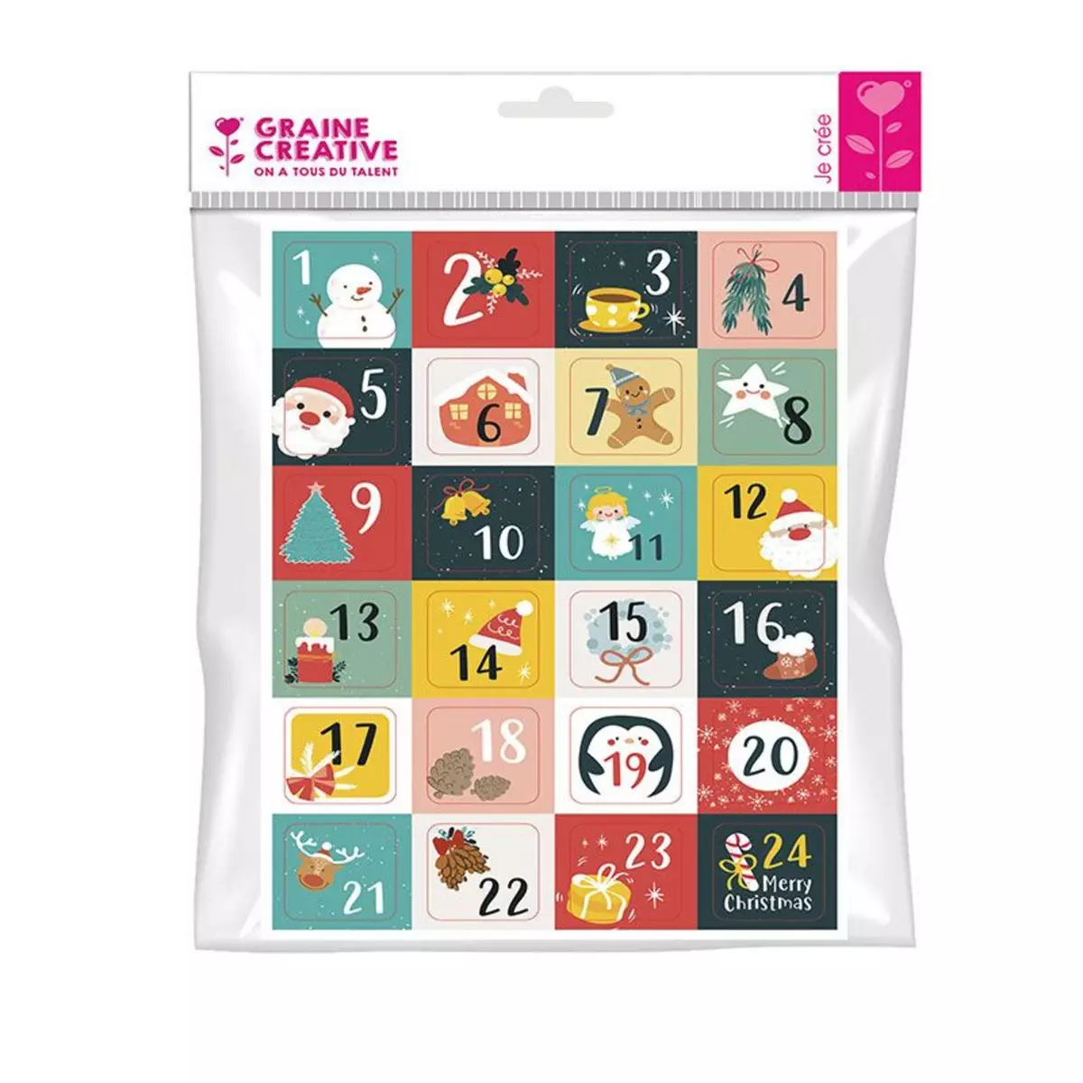 Graine créative 24 stickers chiffres pour calendrier de l'avent