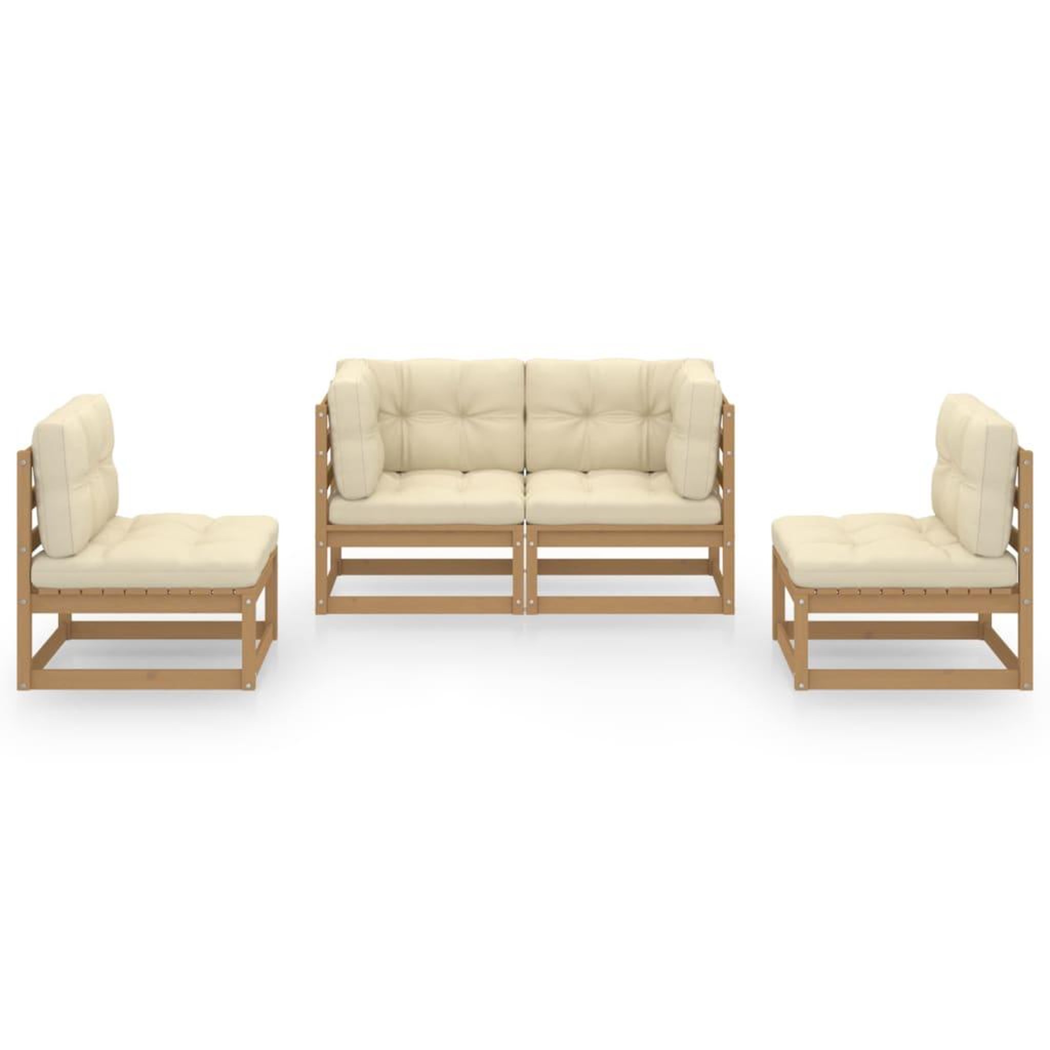 Voir la diapositive 3 : VIDAXL Salon de jardin 4 pcs avec coussins Bois de pin massif