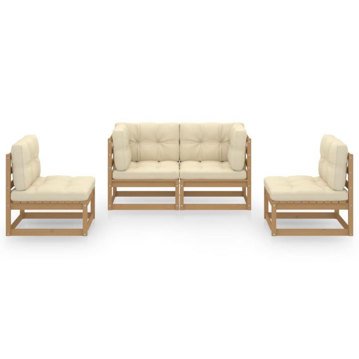 VIDAXL Salon de jardin 4 pcs avec coussins Bois de pin massif