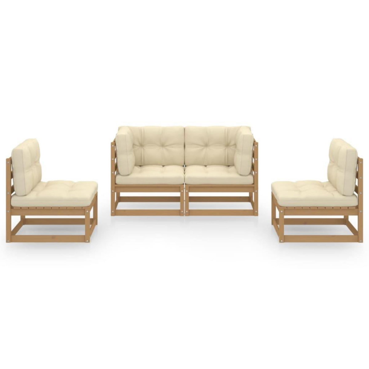 VIDAXL Salon de jardin 4 pcs avec coussins Bois de pin massif