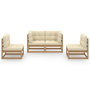 Voir la diapositive 3 : VIDAXL Salon de jardin 4 pcs avec coussins Bois de pin massif