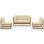 Voir la diapositive 3 : VIDAXL Salon de jardin 4 pcs avec coussins Bois de pin massif