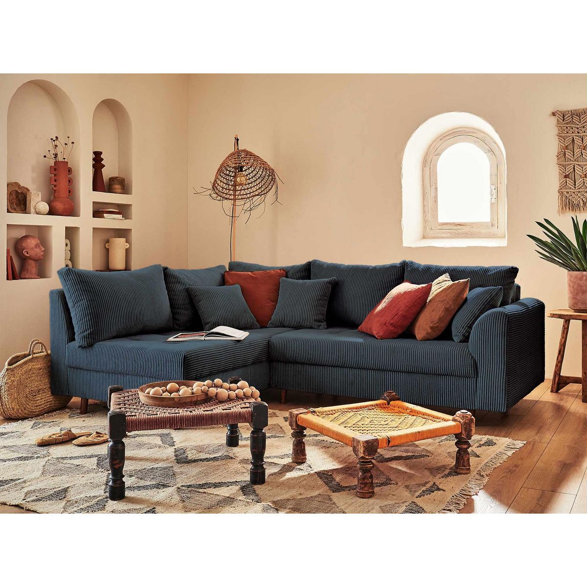 LISA DESIGN Rune - canapé d'angle gauche - 4 places - en velours côtelé