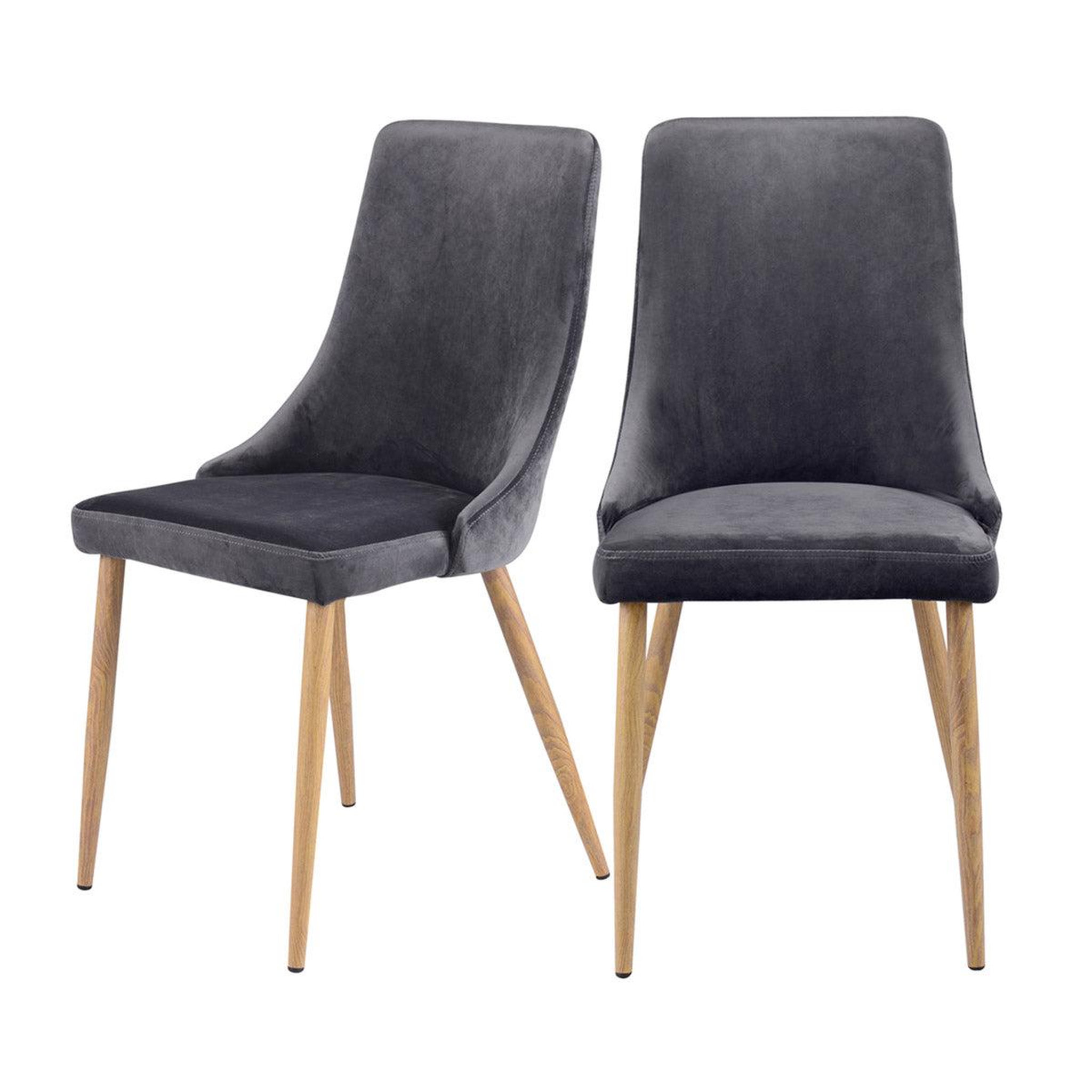 MAISON PAVANE Lot de 2 chaises en velours gris-vinni