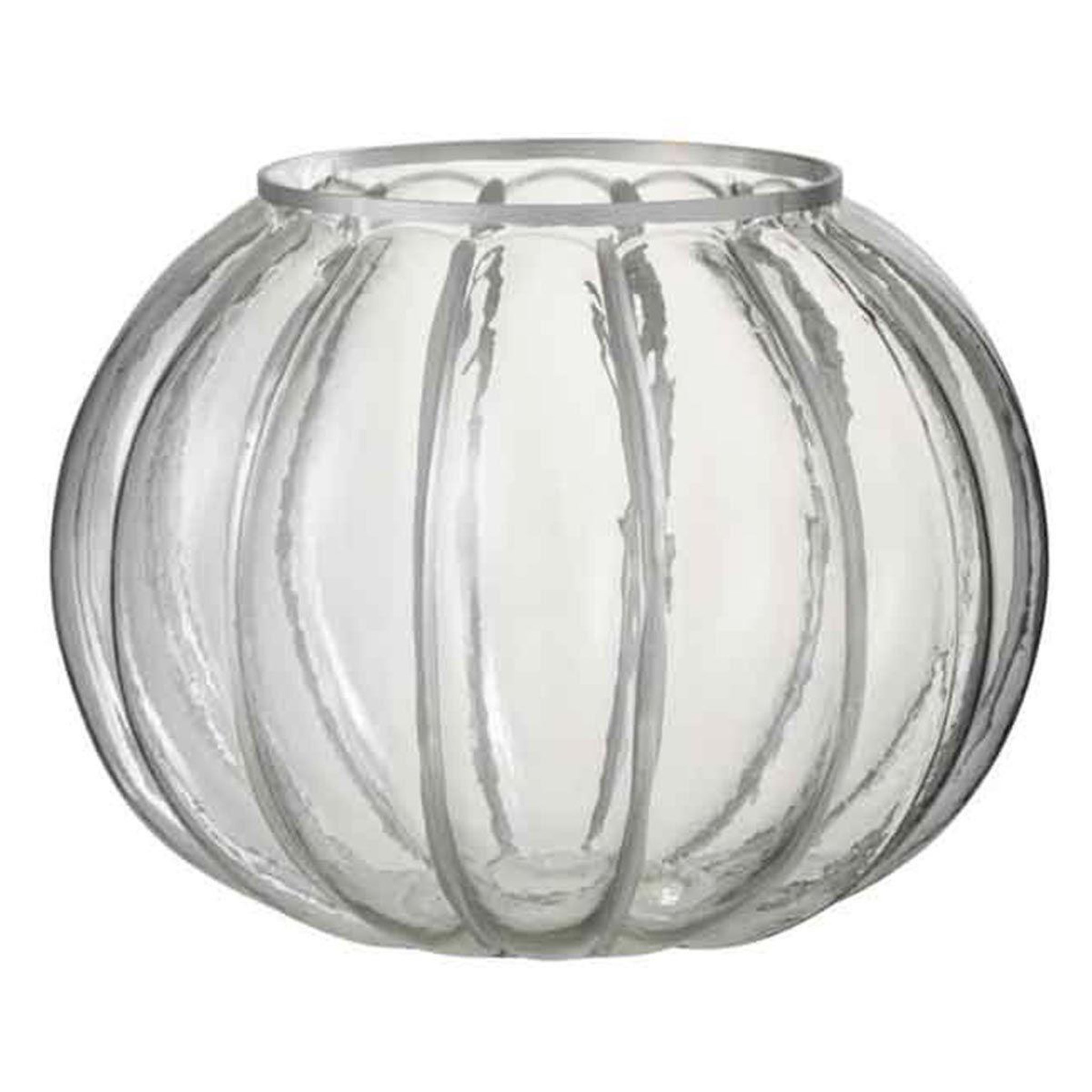 Voir la diapositive 1 : J-LINE Photophore en verre  boule  23cm argent