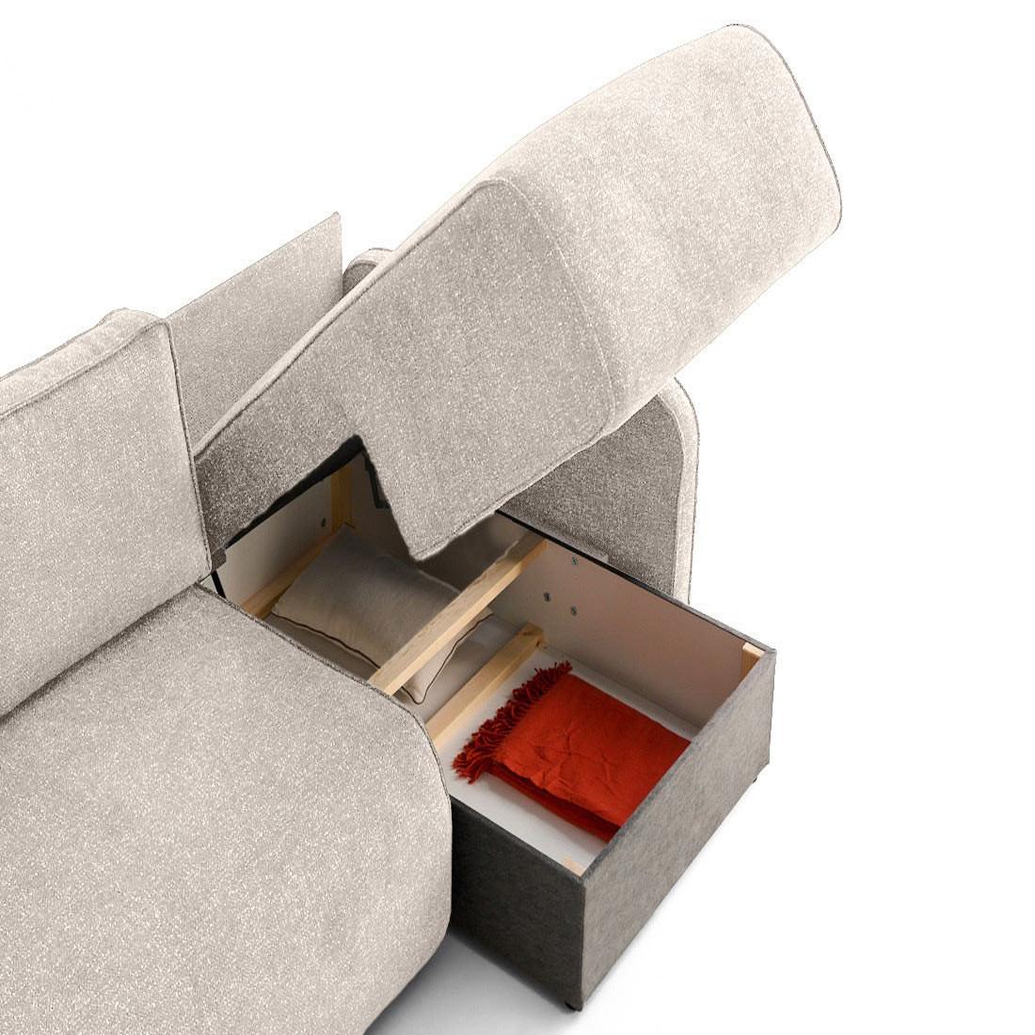 Voir la diapositive 2 : LISA DESIGN Apolline - canapé d'angle réversible 4 places convertible avec coffres en tissu moucheté