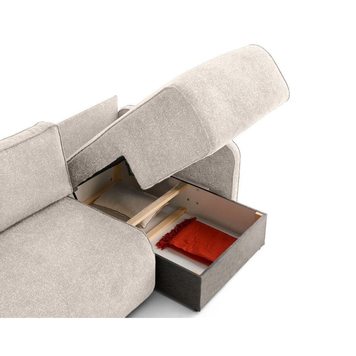 LISA DESIGN Apolline - canapé d'angle réversible 4 places convertible avec coffres en tissu moucheté