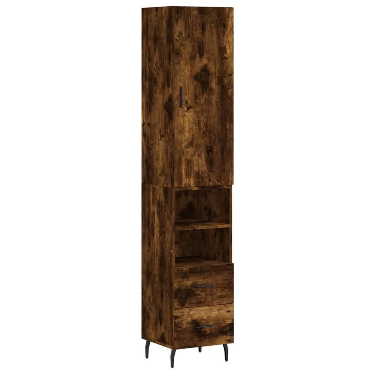 VIDAXL Buffet haut Chene fume 34,5x34x180 cm Bois d'ingenierie