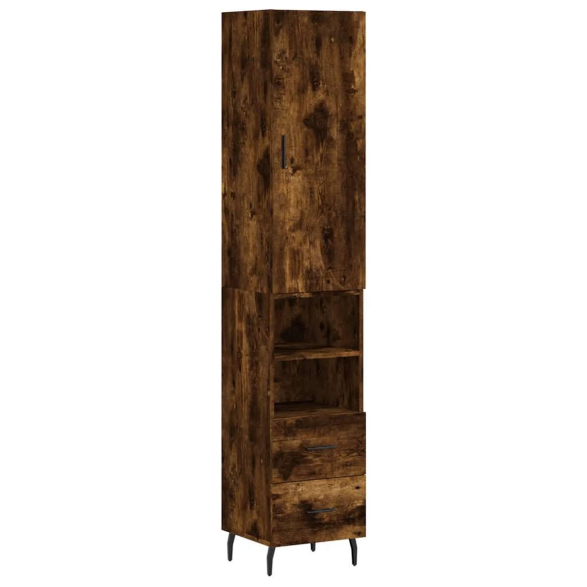 VIDAXL Buffet haut Chene fume 34,5x34x180 cm Bois d'ingenierie