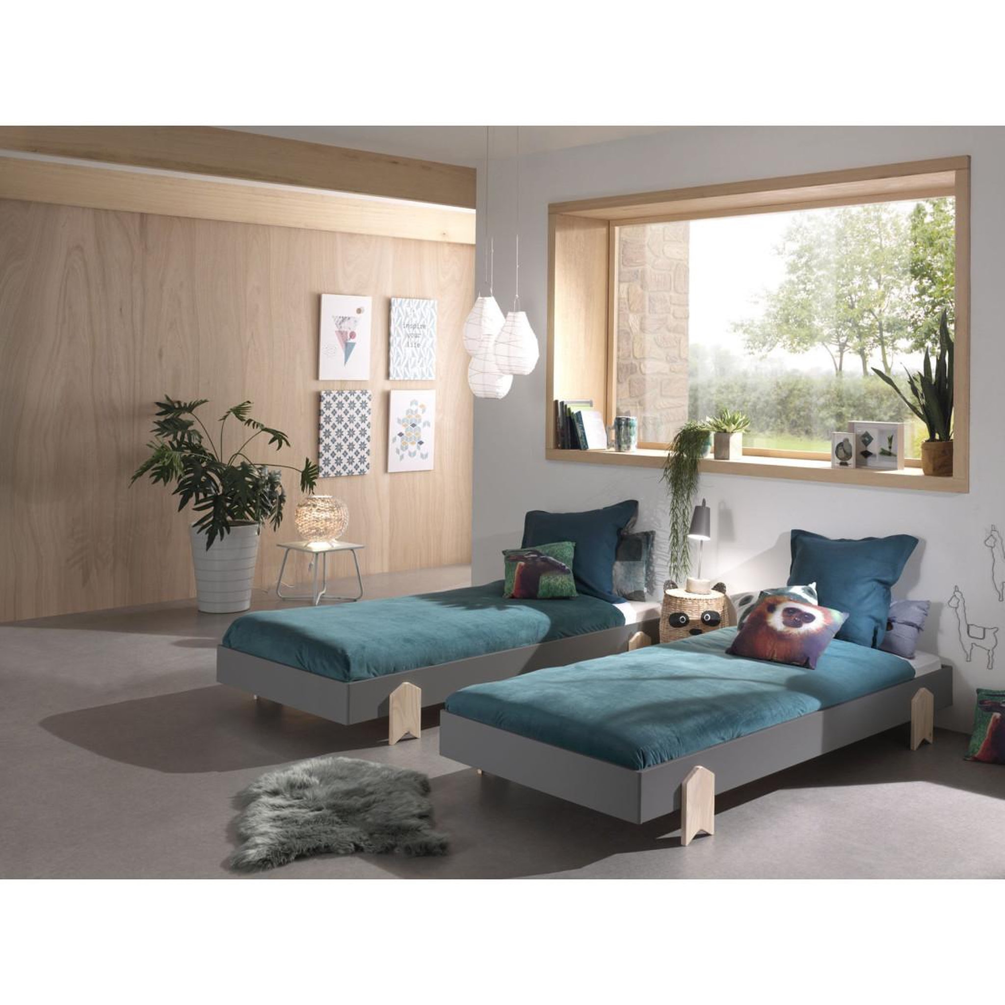 Voir la diapositive 4 : Paris Prix Lit enfant en bois  modulo arrow ii  90x200cm gris