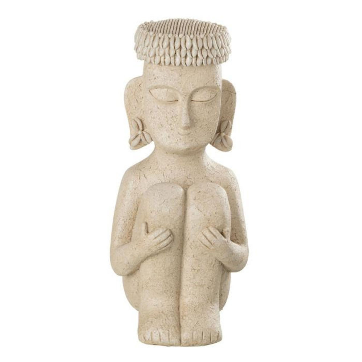 Paris Prix Statue Déco  Assise Ethnique  33cm Beige