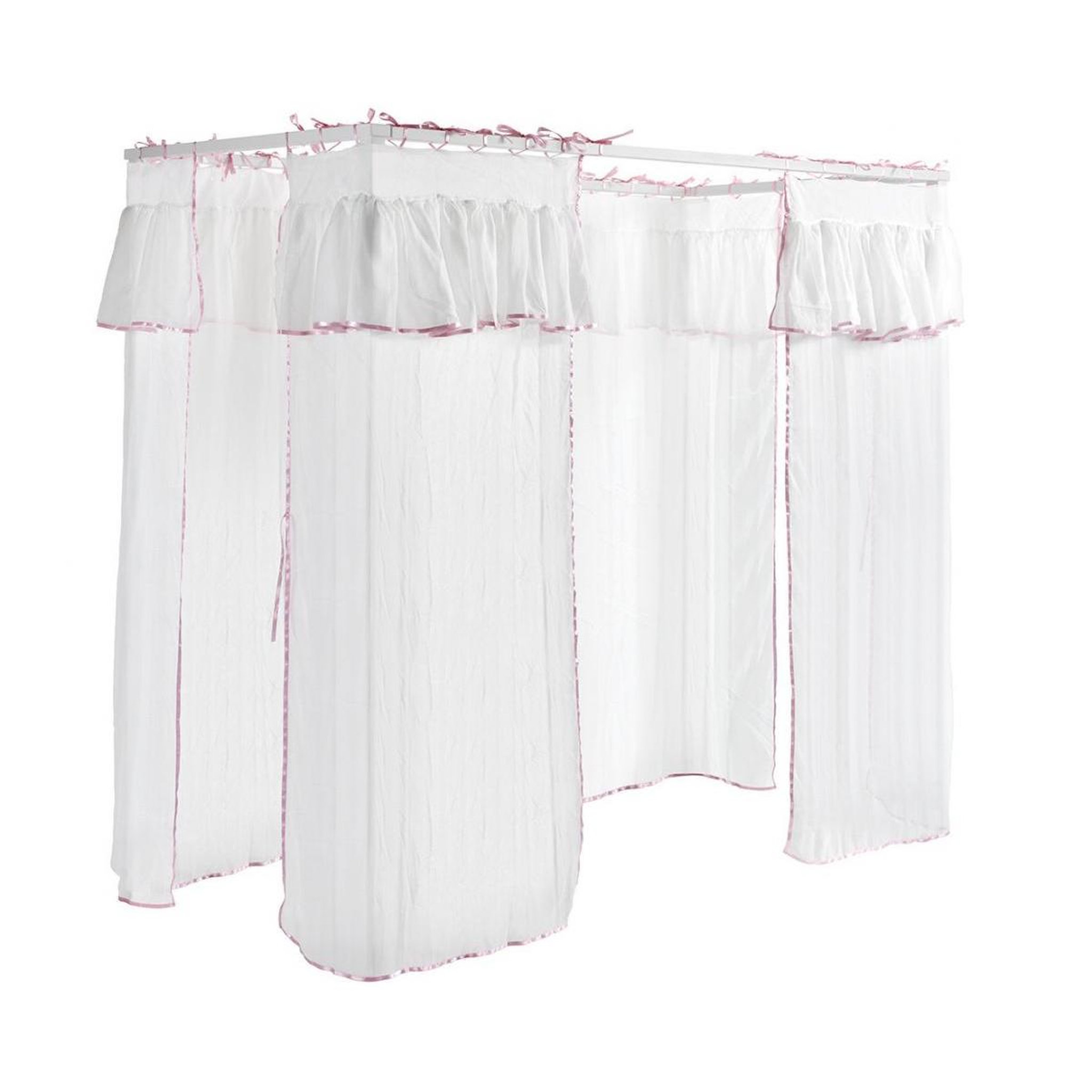 Voir la diapositive 5 : Paris Prix Lit enfant à baldaquin & voile  pino  90x200cm blanc & rose