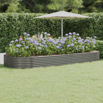 VIDAXL Lit sureleve de jardin Acier enduit de poudre 373x140x36cm gris