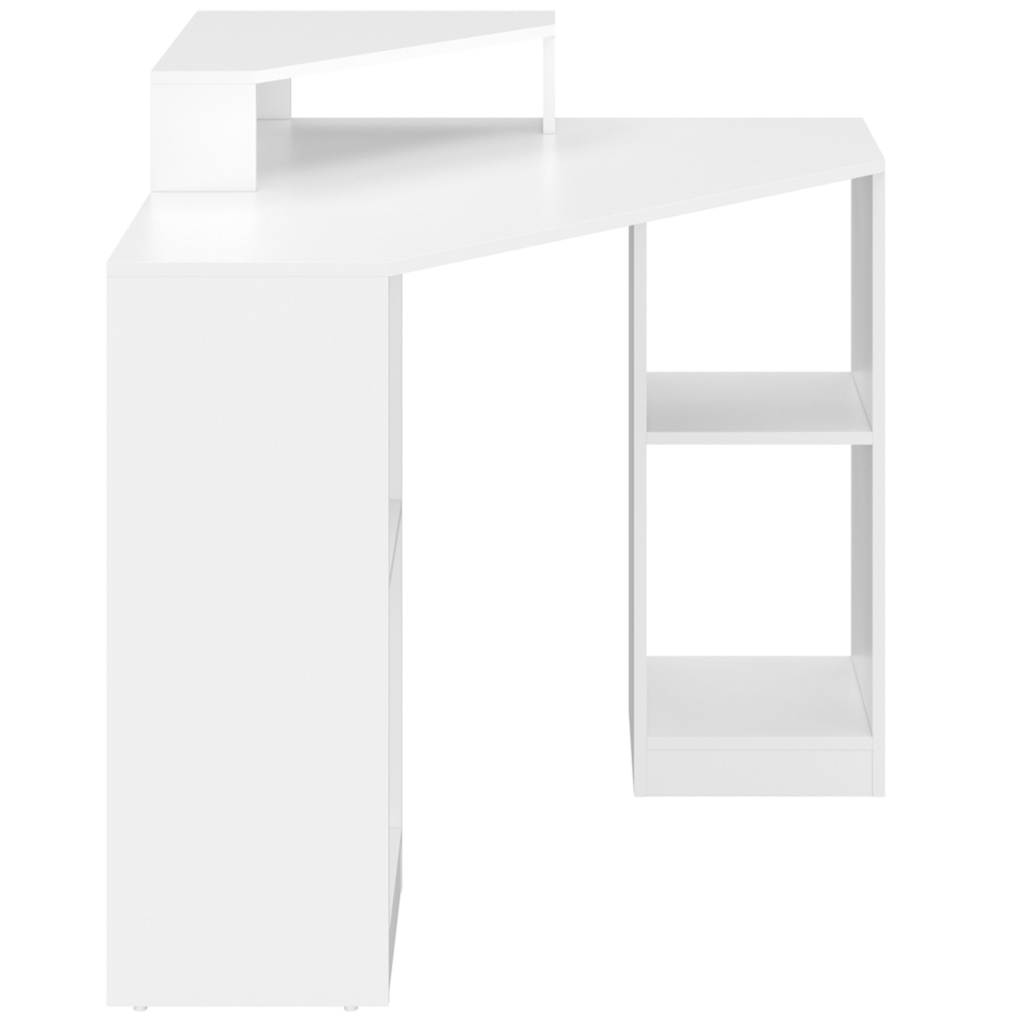 Voir la diapositive 3 : ID MARKET Bureau d'angle harry blanc gain de place bureau informatique avec rangements