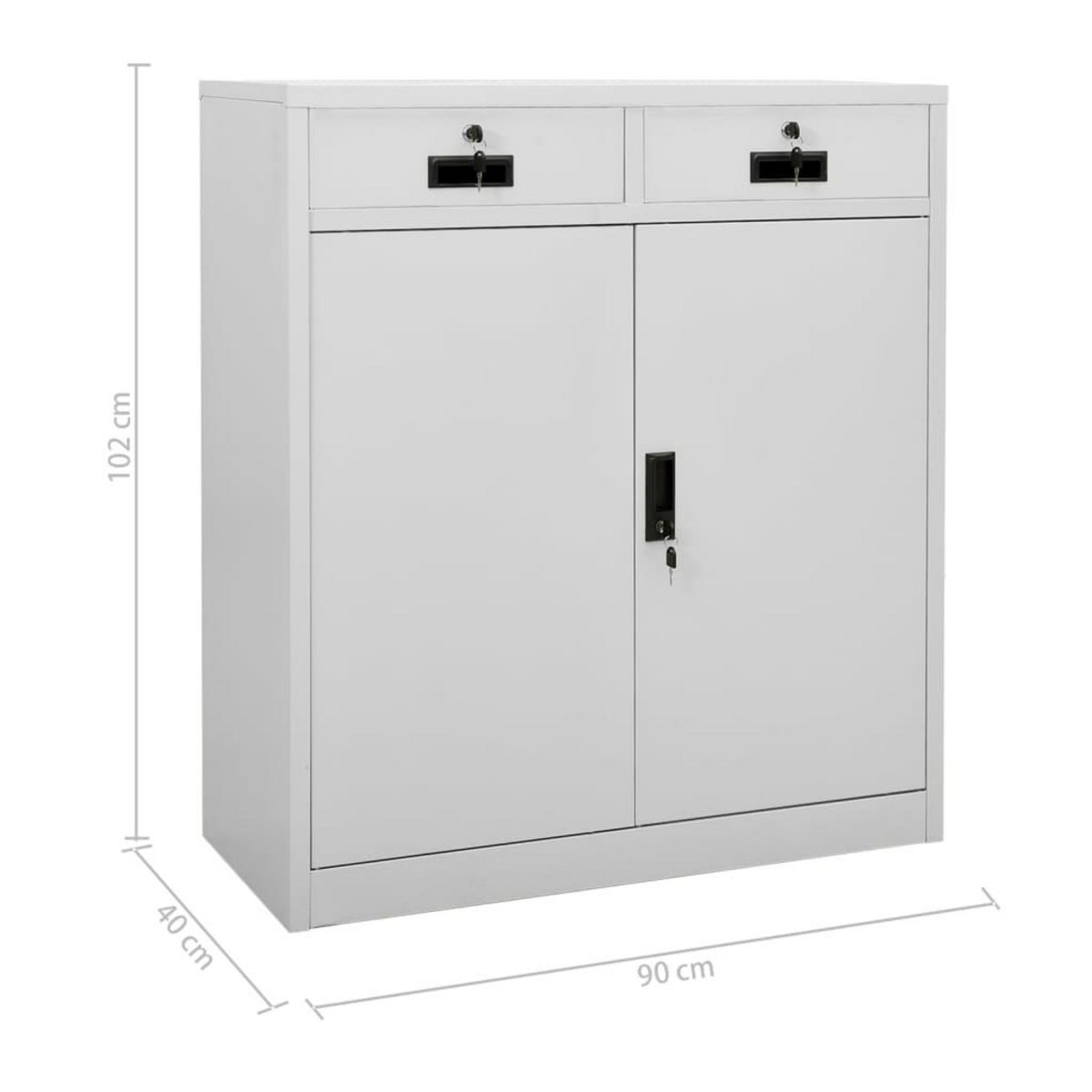 VIDAXL Armoire de bureau Gris clair 90x40x102 cm Acier