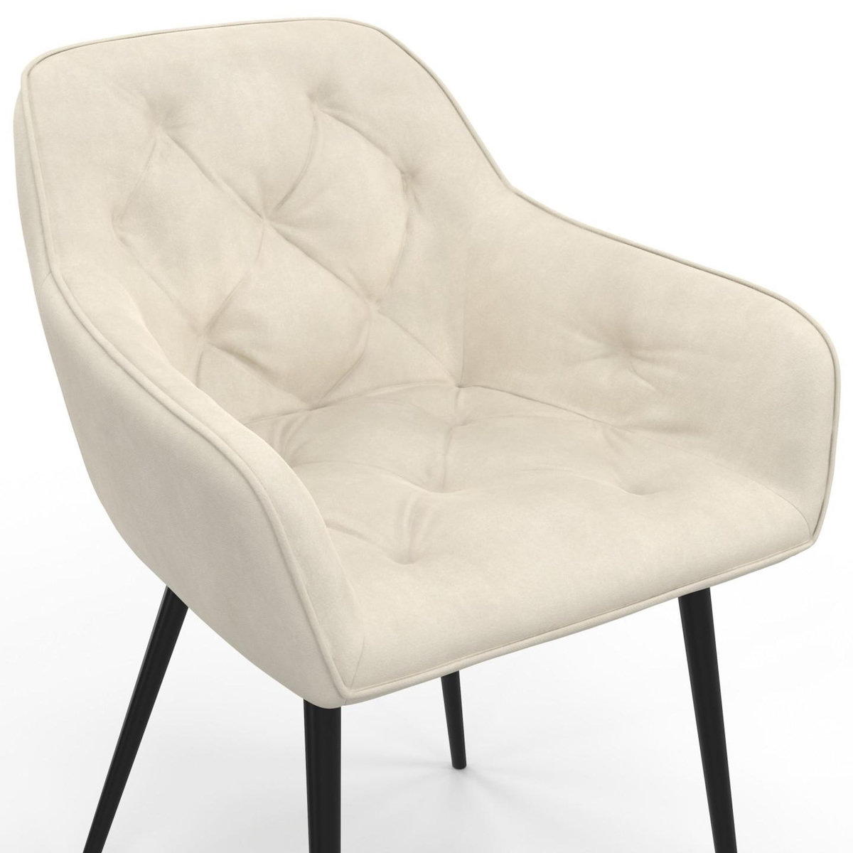 ID MARKET Lot de 2 chaises de salle à manger, fauteuils de table capitonnés LYA velours beige