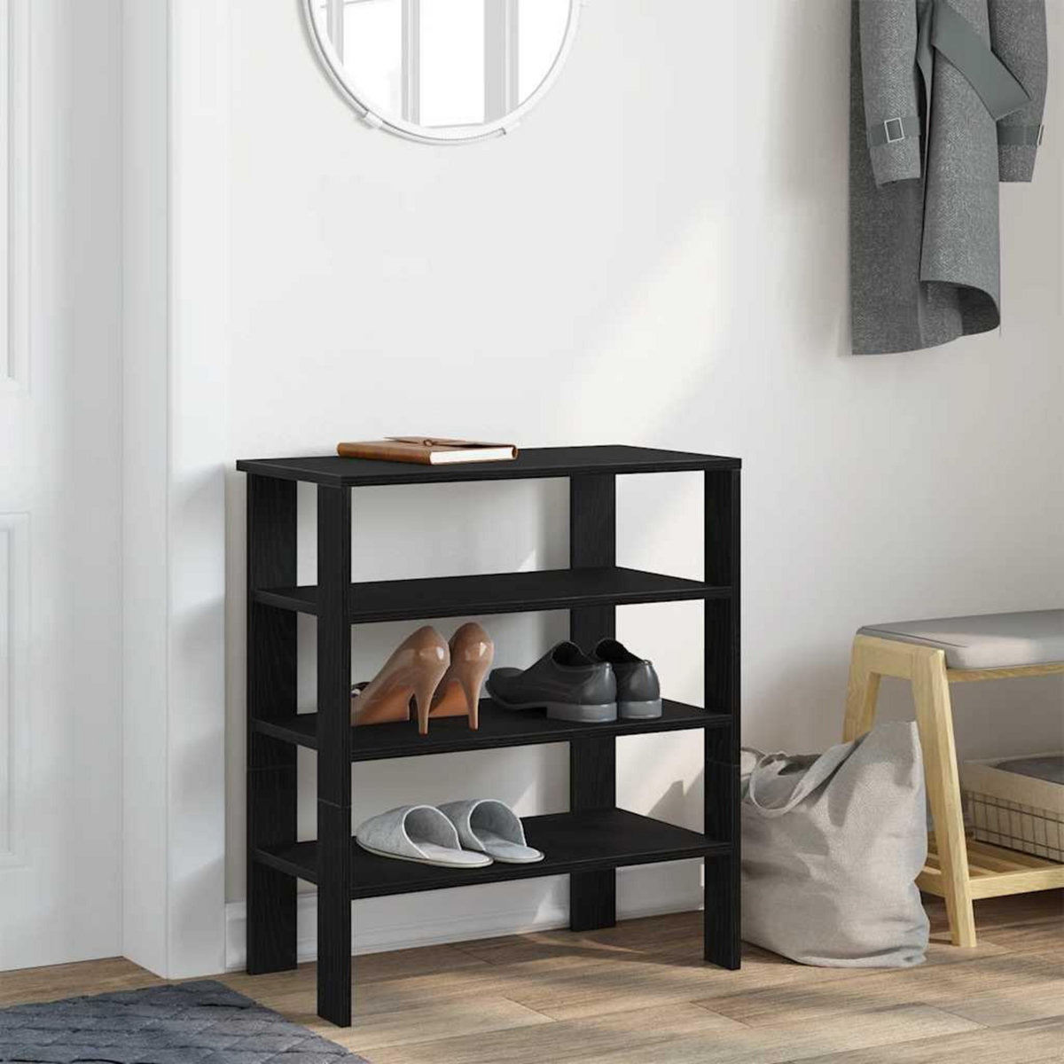 VIDAXL Etagere a chaussures noir 61x32x70 cm bois d'ingenierie