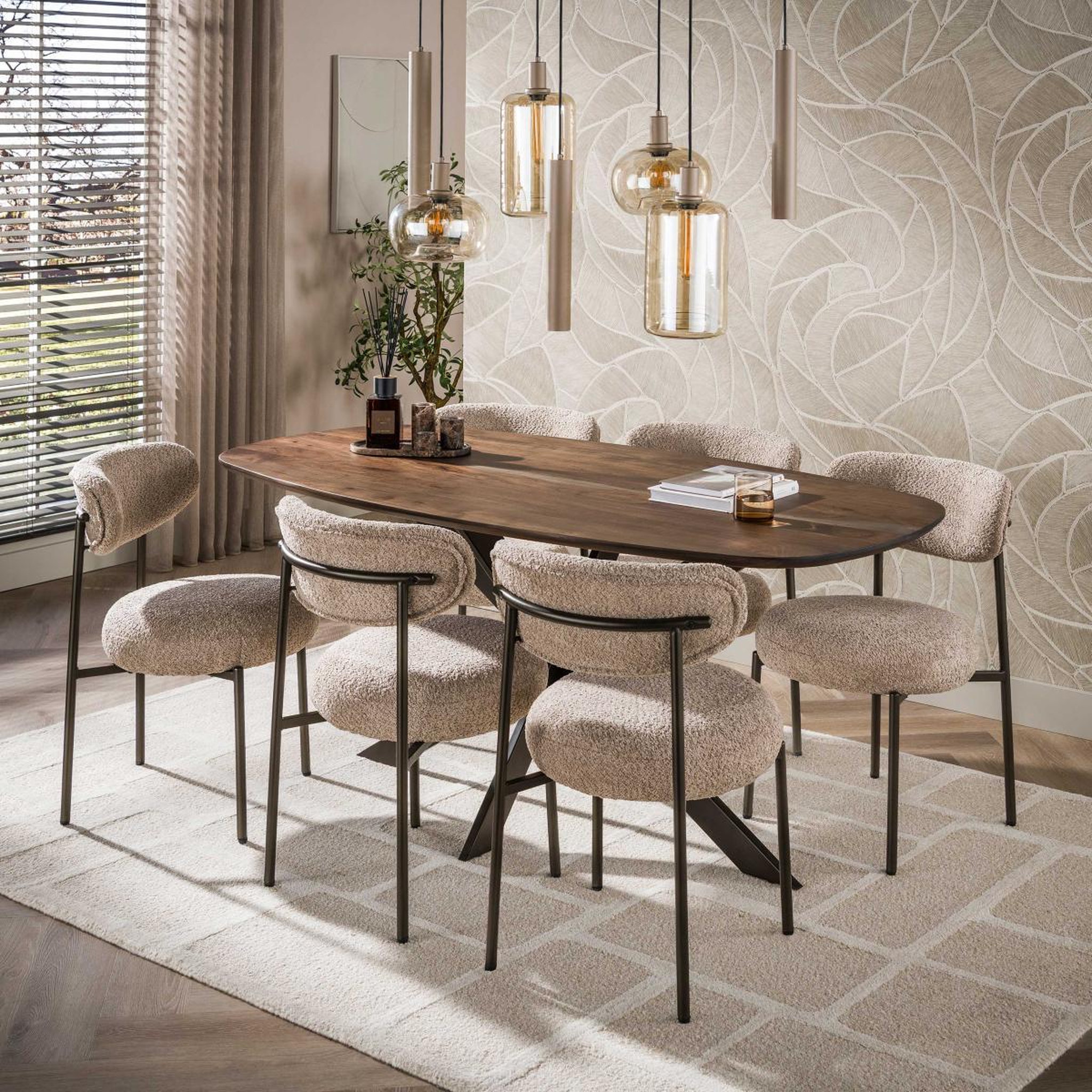Voir la diapositive 2 : JLC KREATION Table à manger danoise ovale 180cm en bois massif hiza