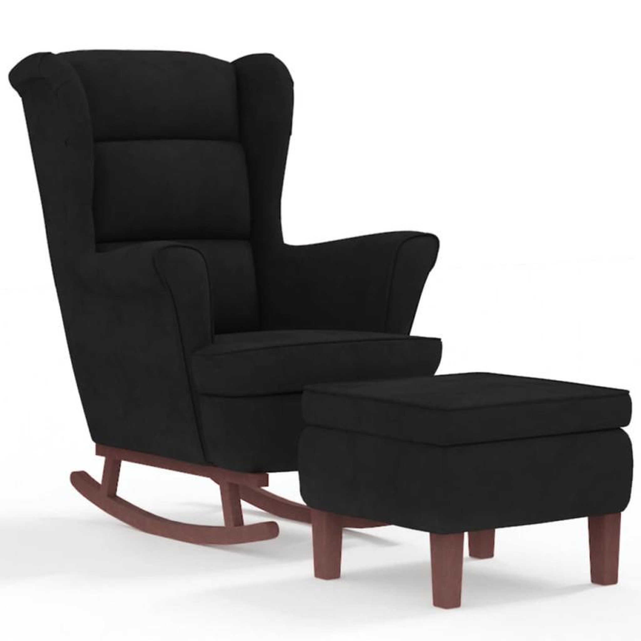 Voir la diapositive 2 : VIDAXL Chaise à bascule avec pieds en bois et tabouret Noir Velours