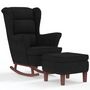 Voir la diapositive 2 : VIDAXL Chaise à bascule avec pieds en bois et tabouret Noir Velours