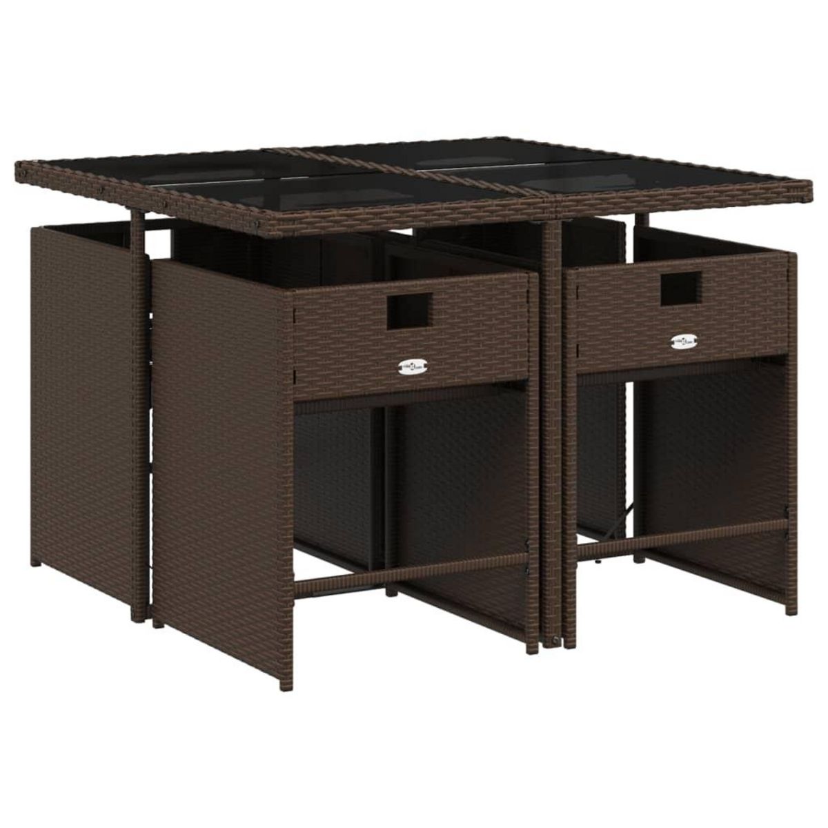 VIDAXL Ensemble a manger de jardin 5 pcs et coussins marron poly rotin