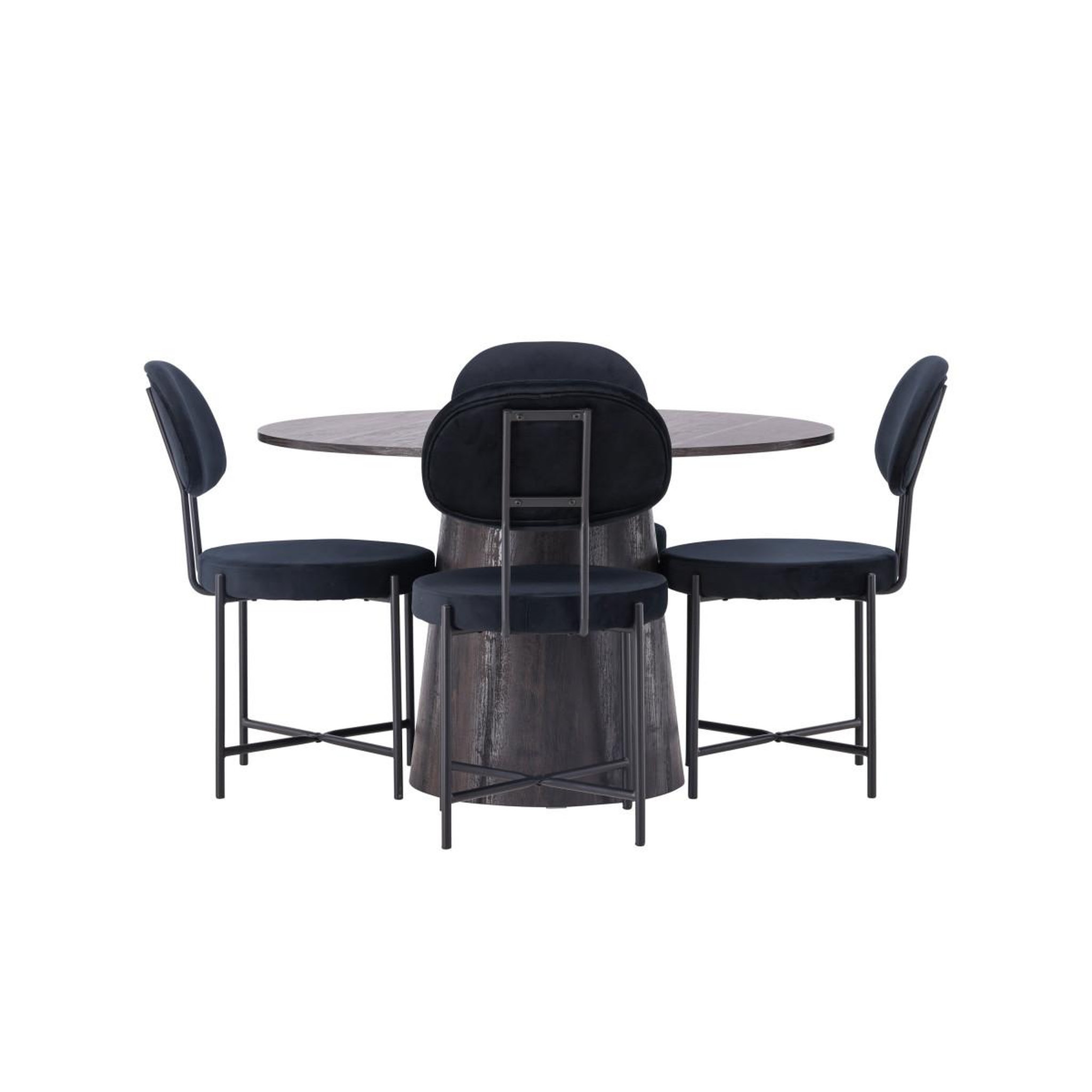 Voir la diapositive 2 : Paris Prix Ensemble table à manger & 4 chaises  lanzo & stella  120cm noir & moka