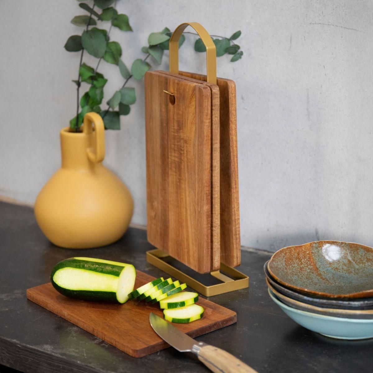 LIVOO Planche à découper 4 planches avec support