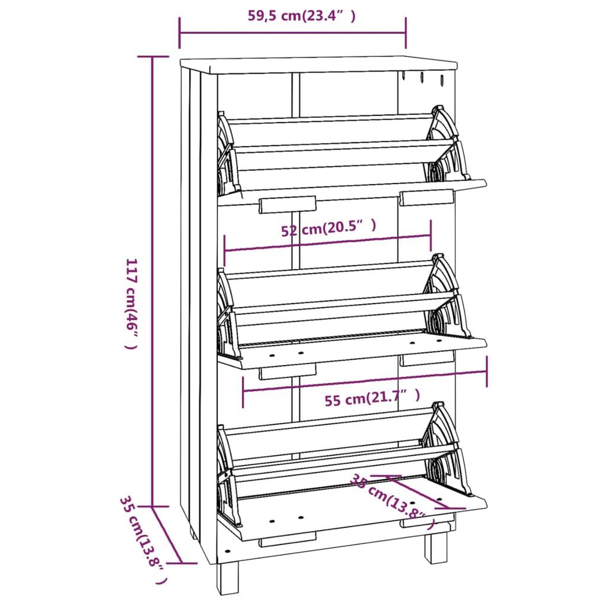 Voir la diapositive 6 : VIDAXL Armoire a chaussures hamar gris fonce 59,5x35x117 cm pin massif