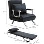 Voir la diapositive 3 : HOMCOM Fauteuil chauffeuse canapé-lit convertible 1 place déhoussable grand confort coussin pieds accoudoirs métal suède noir