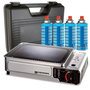 Voir la diapositive 1 : Kemper Plancha à gaz portable 2300W + 4 cartouches de gaz + Valise de transport KEMPER
