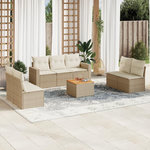 VIDAXL Salon de jardin avec coussins 8 pcs beige resine tressee