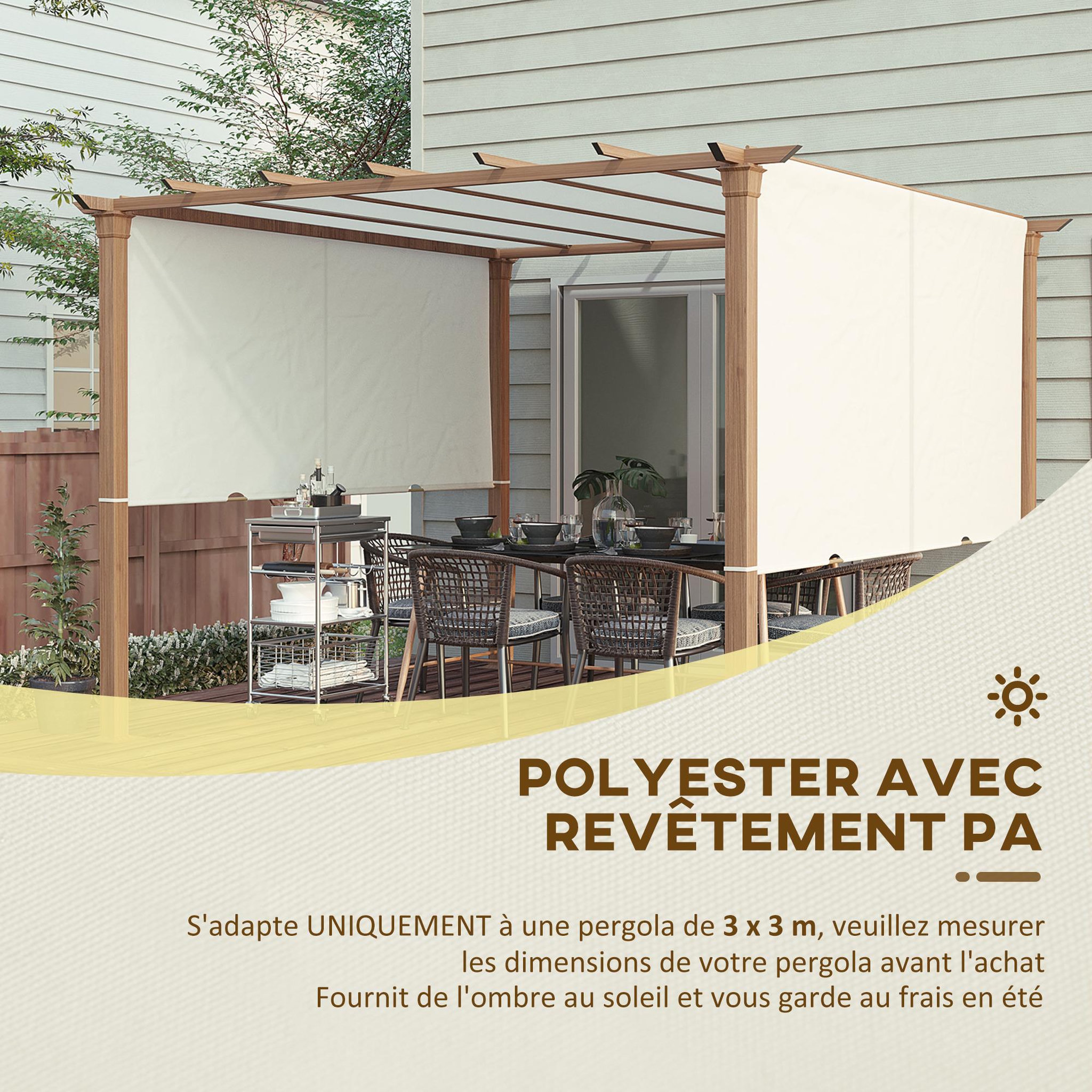 Voir la diapositive 4 : OUTSUNNY Toile de rechange pour pergola 3 x 3 m polyester haute densité 180 g/m² beige