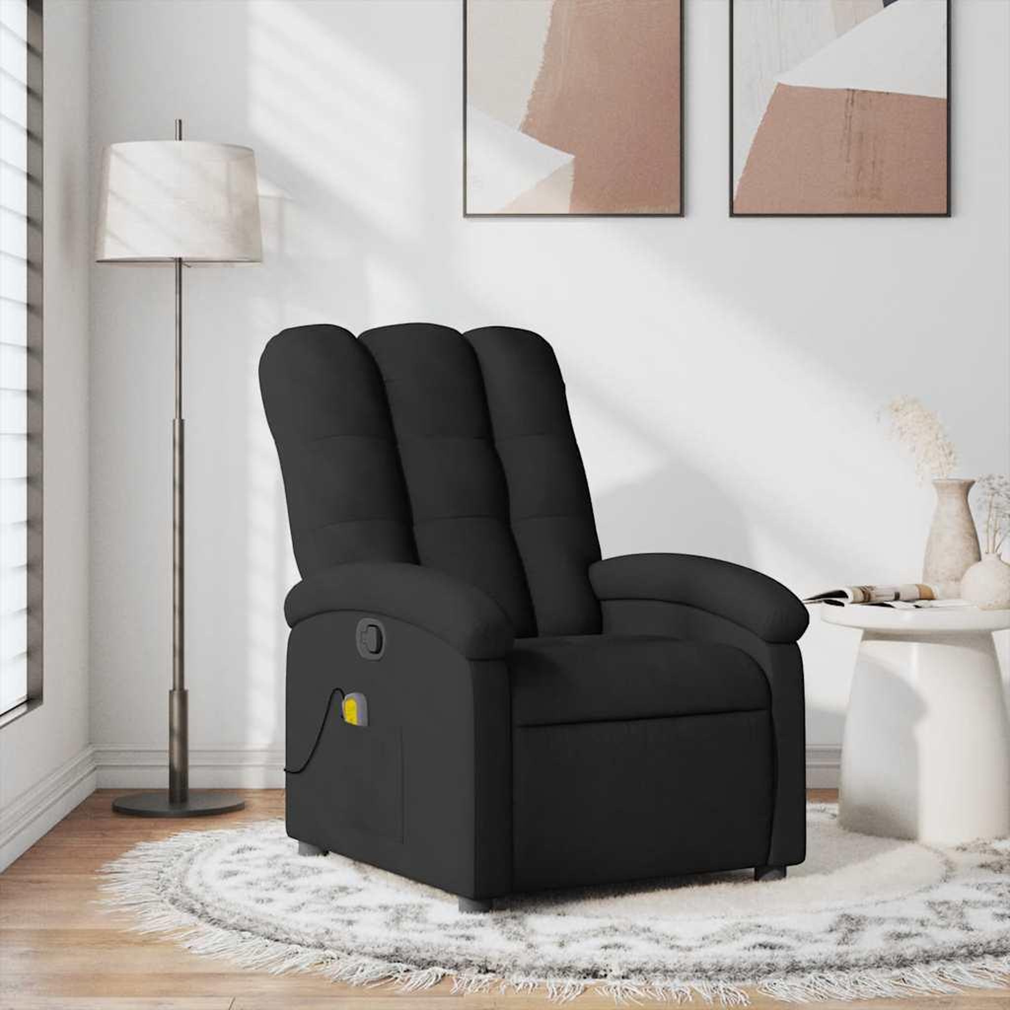 VIDAXL Fauteuil de massage inclinable Noir Tissu