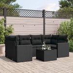 VIDAXL Salon de jardin 7 pcs avec coussins noir resine tressee
