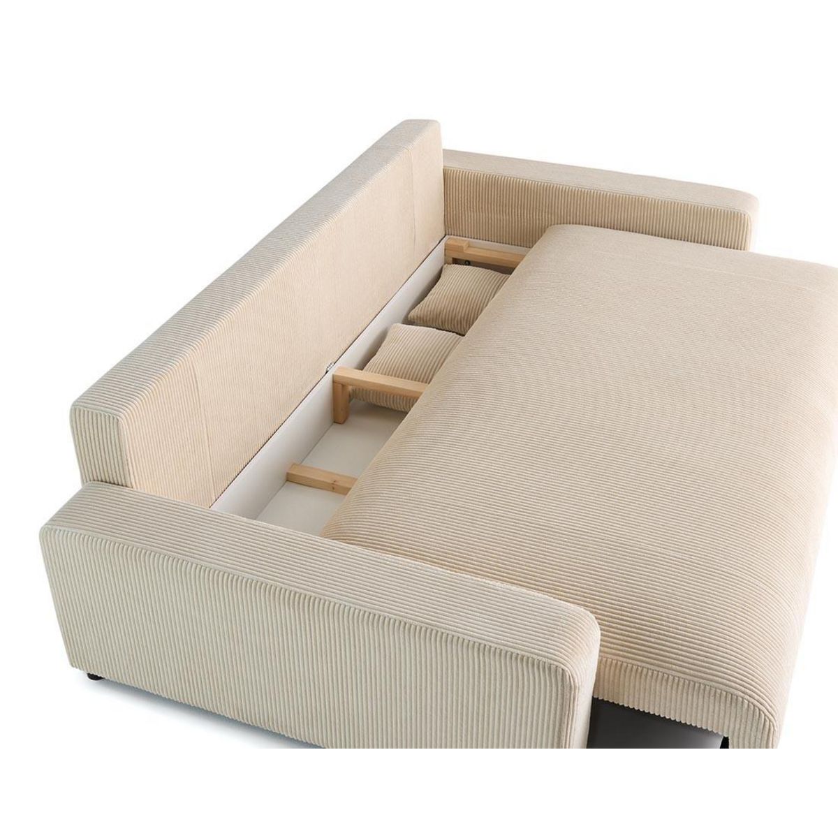 LISA DESIGN Pivoine - canapé droit 3 places - convertible avec coffre - en velours côtelé