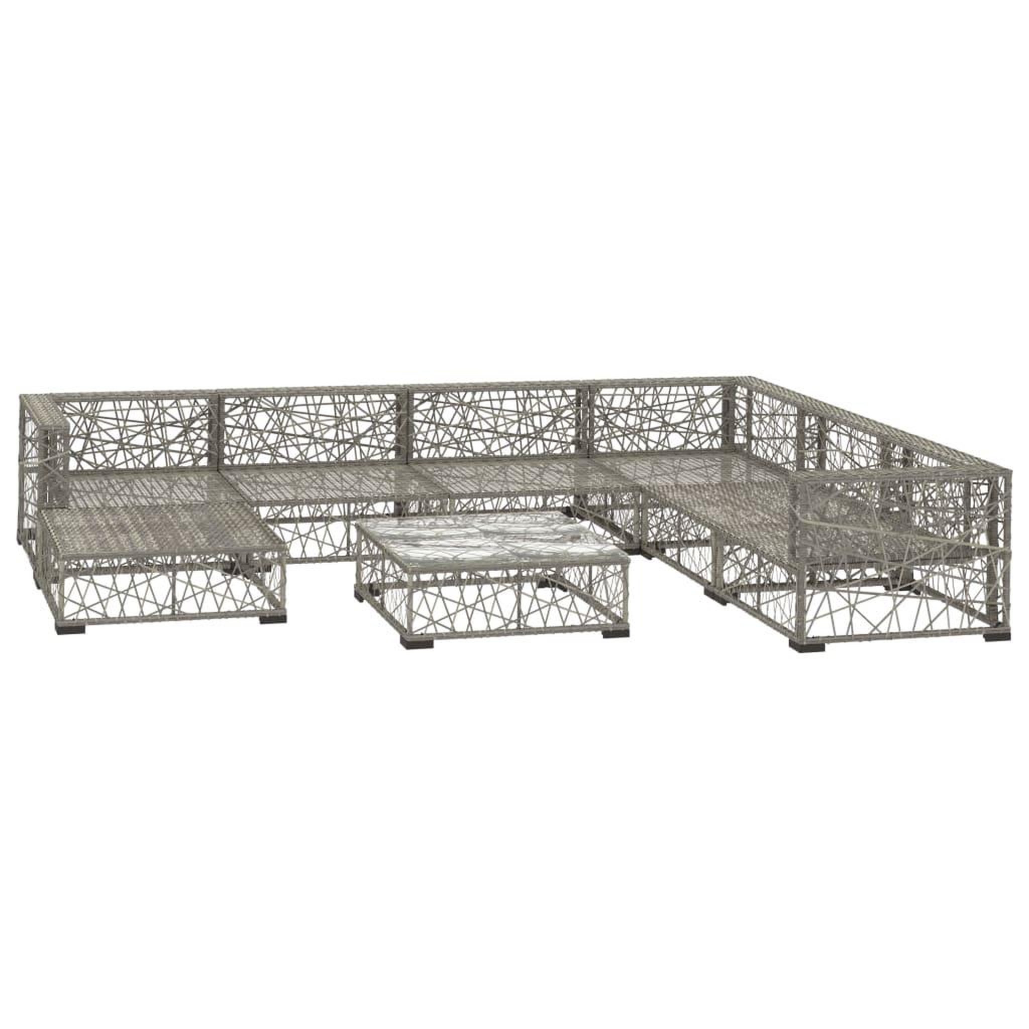 Voir la diapositive 3 : VIDAXL Salon de jardin 8 pcs avec coussins resine tressee gris