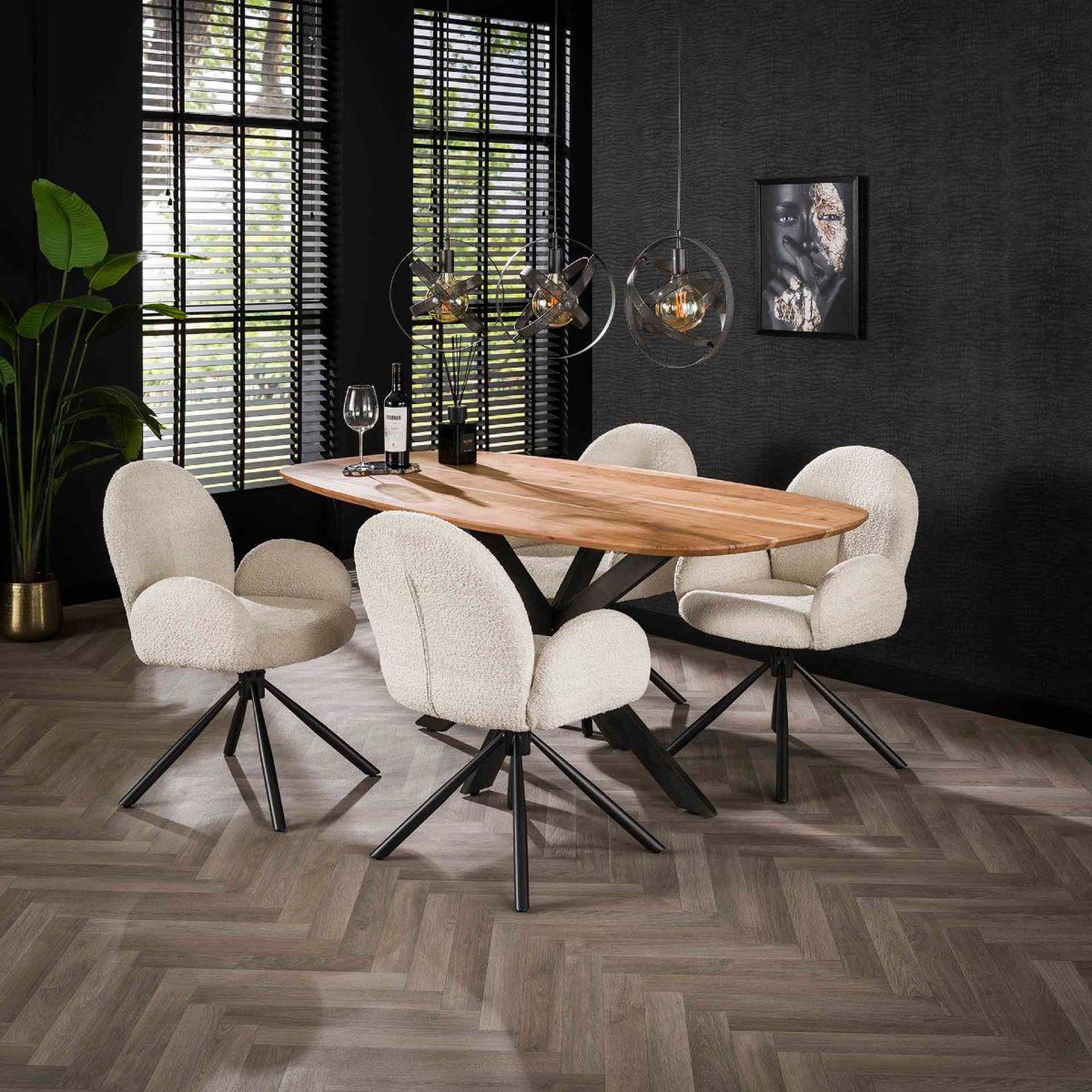 Voir la diapositive 4 : JLC KREATION Table à manger ovale en bois avec pied central dartus1