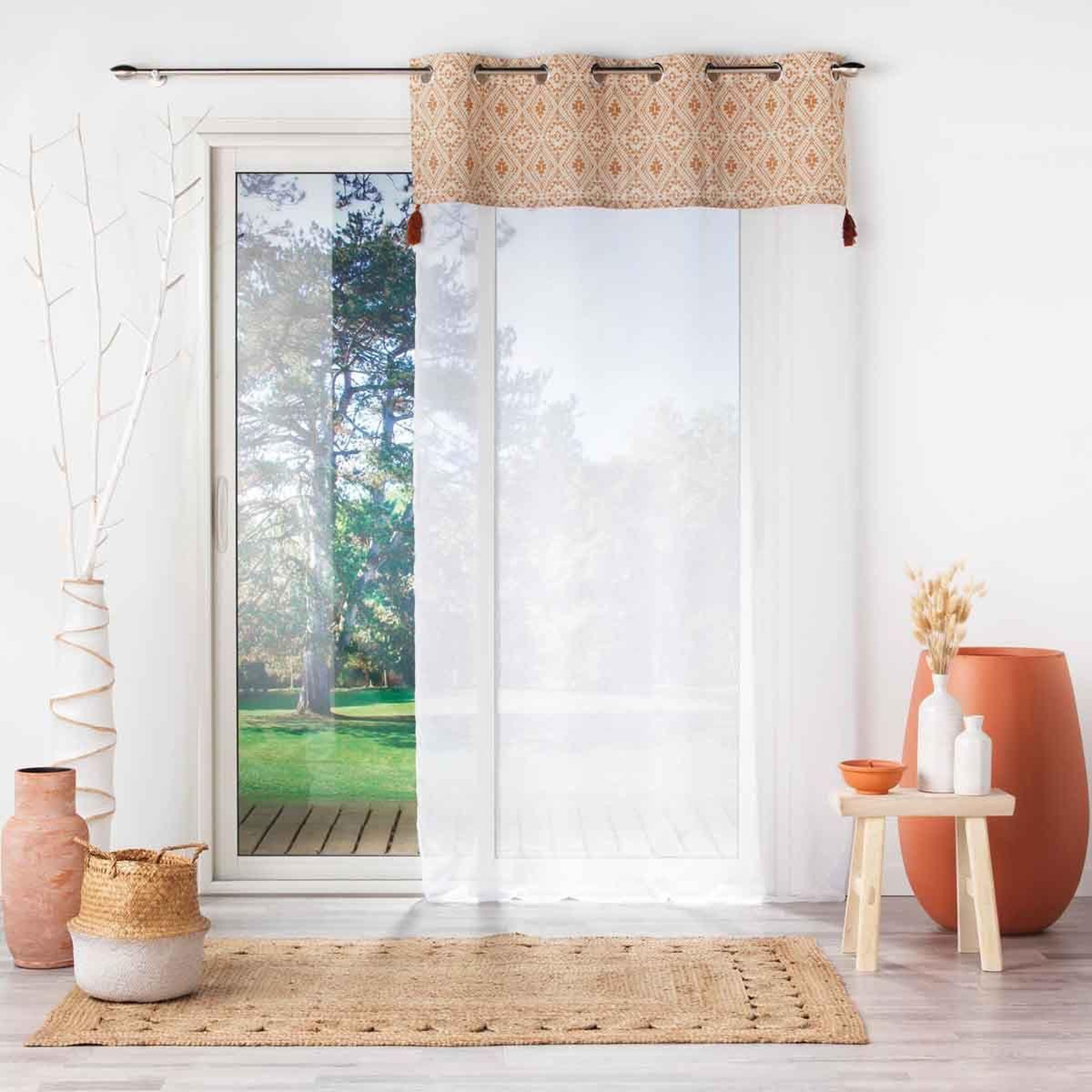 Voir la diapositive 4 : Douceur d'Intérieur Rideau voilage à œillets  samira  140x240cm terracotta