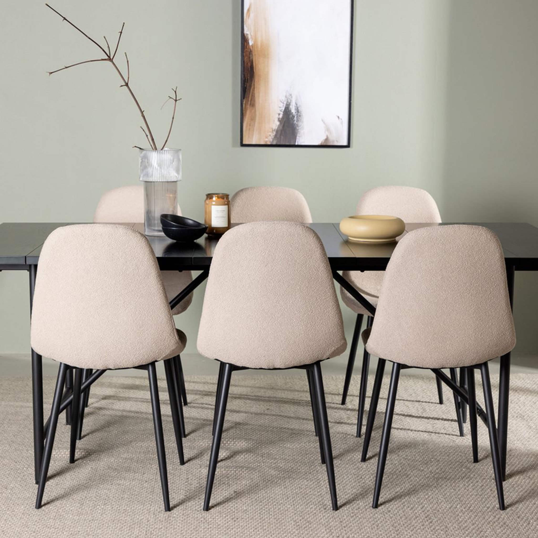Voir la diapositive 4 : Paris Prix Ensemble table à manger & 6 chaises  astrid & polar  200cm noir & beige