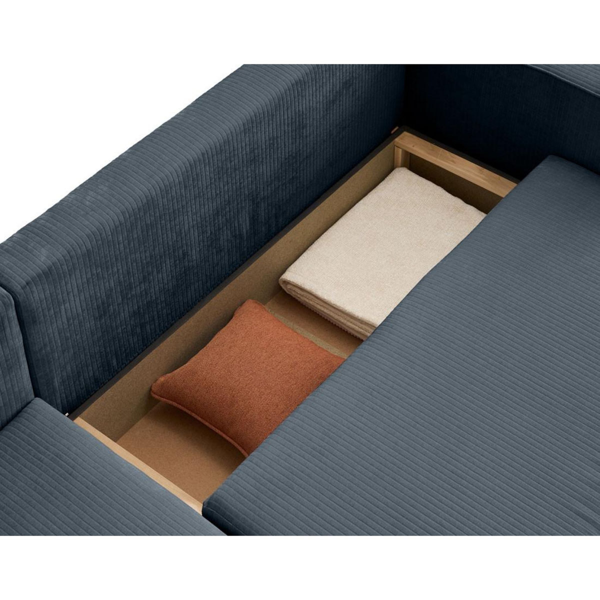 BEST MOBILIER Topaze - canapé d'angle réversible - 4 places - convertible avec coffre - en velours côtelé plat