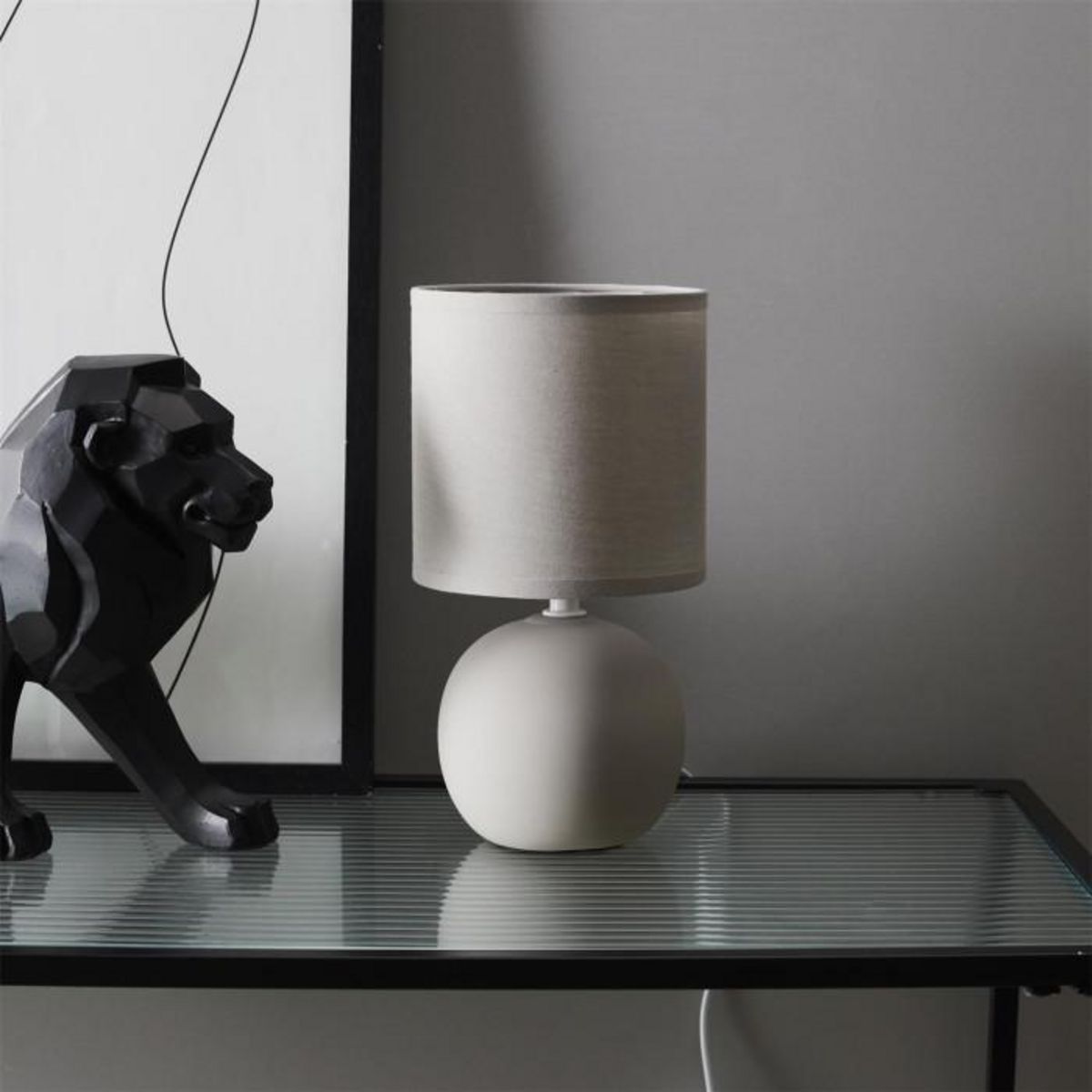 Paris Prix Lampe à Poser en Céramique  Loraine  25cm Taupe