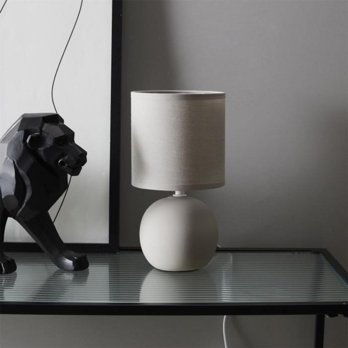 Paris Prix Lampe à Poser en Céramique  Loraine  25cm Taupe