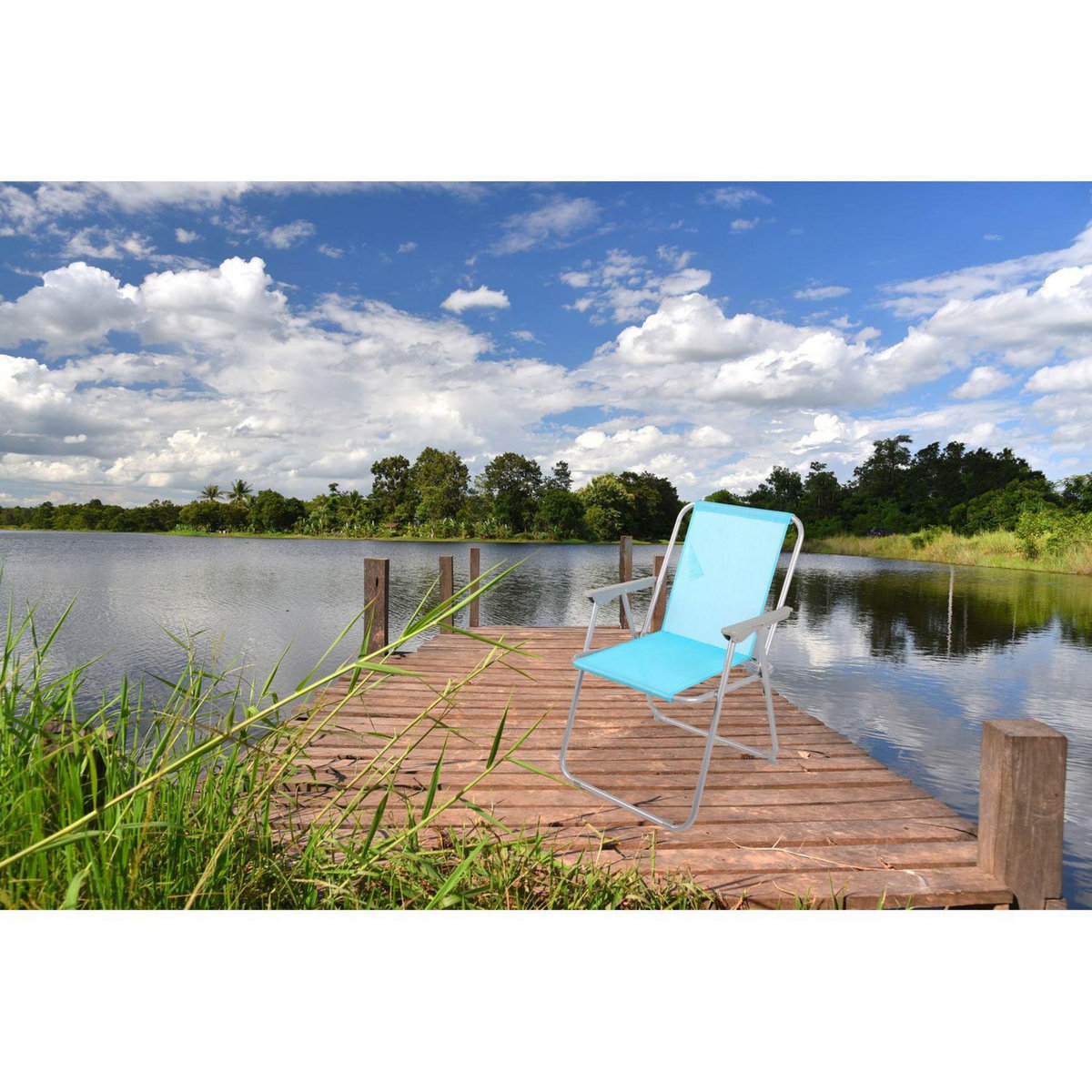 SUNNYDAYS Chaise de camping pliable - Bleu turquoise