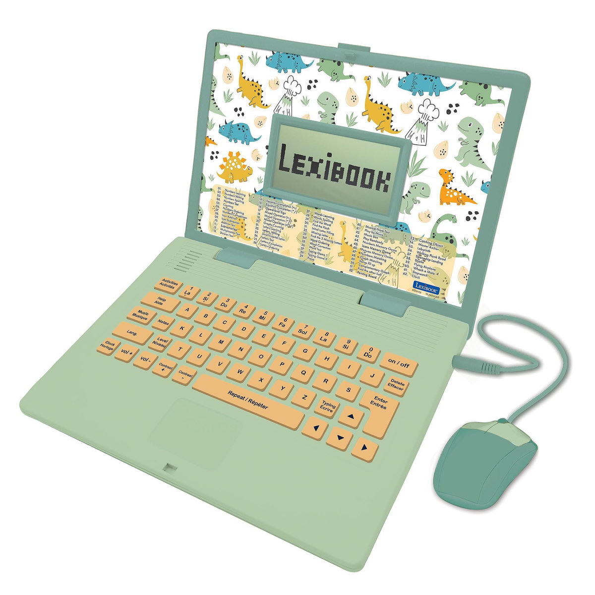 Lexibook Ordinateur éducatif bilingue dinosaure avec 124 activités (EN/FR)