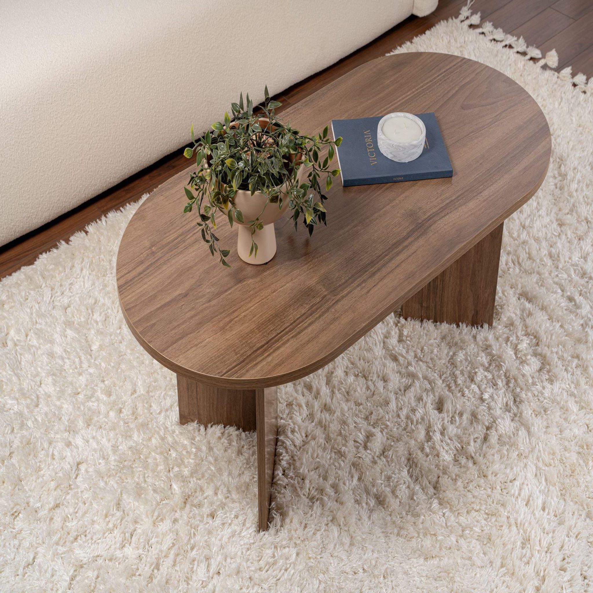 Voir la diapositive 4 : Habitat et Jardin Table basse en bois  sable  - 60 x 119 x 40 cm - noyer
